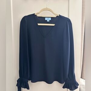 CeCe Tie Sleeve Top XS, Navy